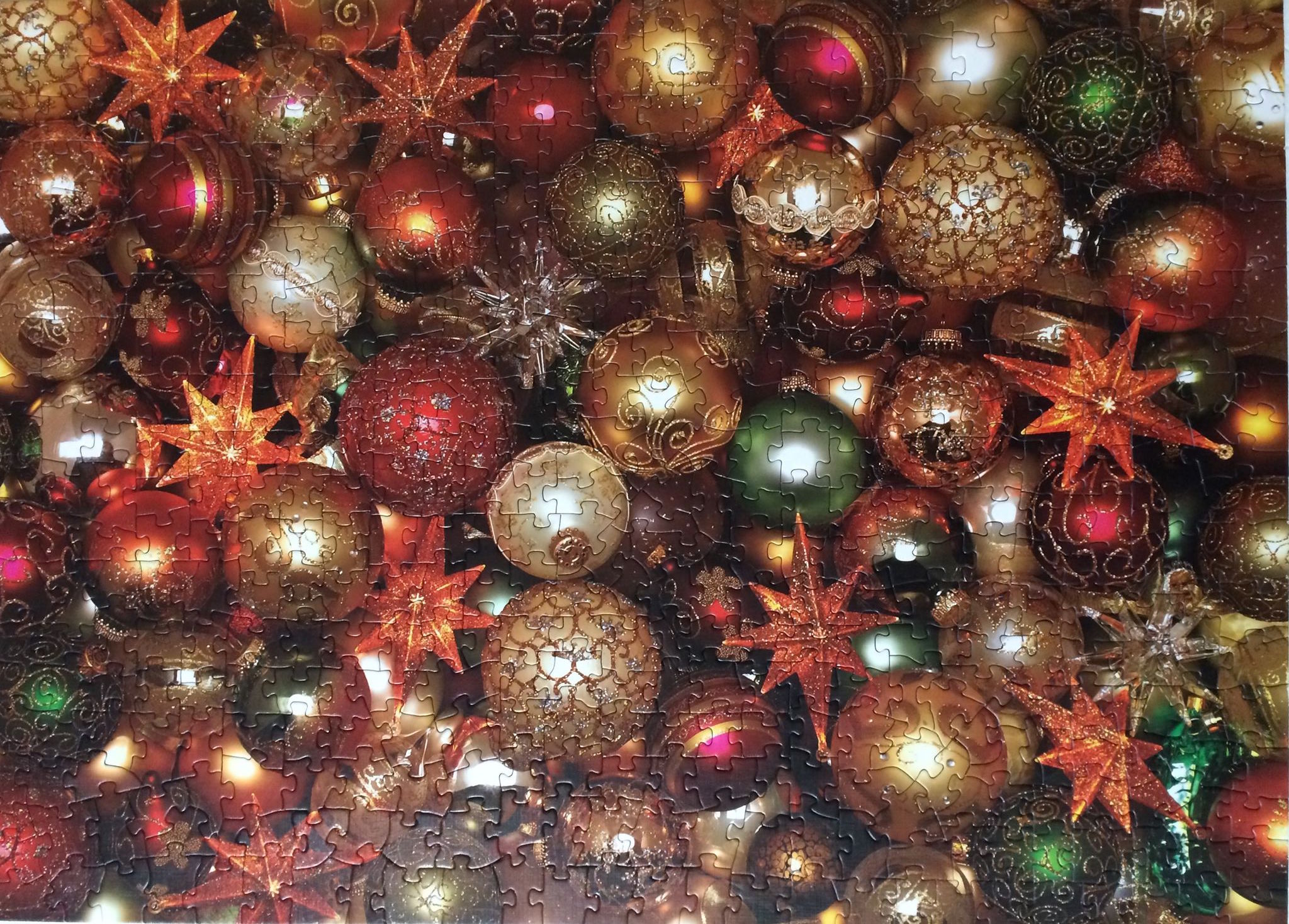 Brand: Cobble Hill Puzzle Company

Title: Christmas Balls

Size: 26.625x19.25 

Pieces: 500 pieces