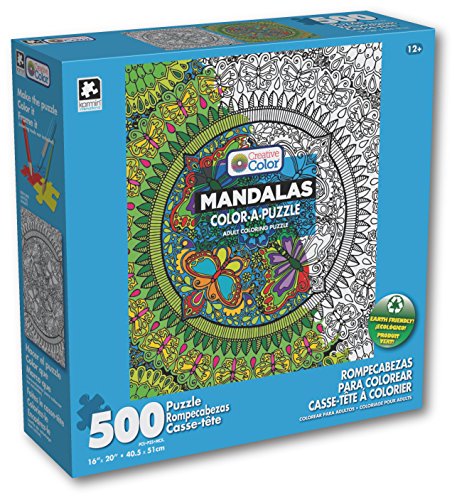 Karmin Creations Mandalas Color A Puzzle 4x250 Piece Puzzles Bonus Coloring Book 