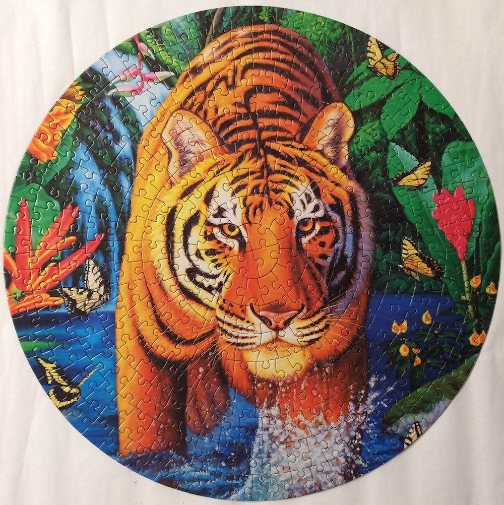 Brand: Lafayette Puzzle Factory

Title: Tiger Pool 

Pieces: 350

Size: 14