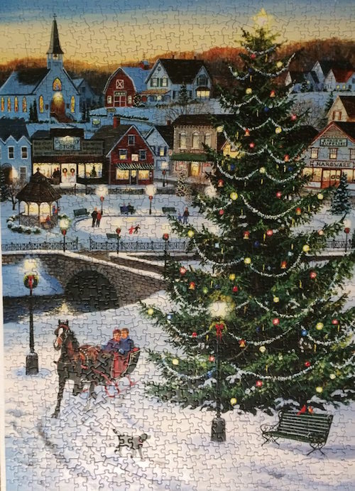 1287 White Mountain Puzzles Village Christmas Tree 1000 Piece Jigsaw Puzzle Inc