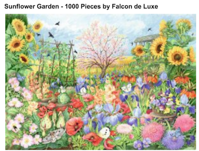 Falcon De Luxe 1000 piece jigsaw puzzle THE SUNFLOWER GARDEN flowers butterflies 