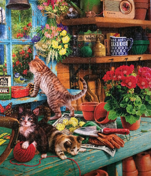 Jigsaw Puzzle Hidey Hole Cats In a Garden Shed 1000 pieces NEW Made in the USA 